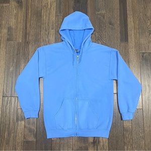 GILDAN MENS FLEECE ZIP HOODIE
SWEATSHIRT CAROLINA BLUE SIZE MEDIUM